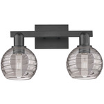 Athens Deco Swirl Bathroom Vanity Light - Matte Black / Light Smoke