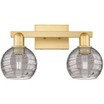 Athens Deco Swirl Bathroom Vanity Light - Satin Gold / Light Smoke