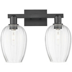 Preston Flute Bathroom Vanity Light - Matte Black / Clear
