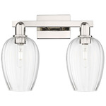 Preston Flute Bathroom Vanity Light - Polished Nickel / Clear