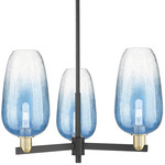 Brookhaven Flute 3LT Chandelier - Black/Antique Brass / Brookhaven Sapphire