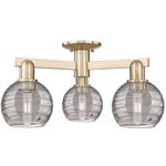 Athens Arcadia Deco Swirl 3-Light Semi Flush - Champagne Bronze / Light Smoke