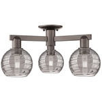 Athens Arcadia Deco Swirl 3-Light Semi Flush - Oil Rubbed Bronze / Light Smoke