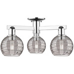 Athens Arcadia Deco Swirl 3-Light Semi Flush - Polished Chrome / Light Smoke