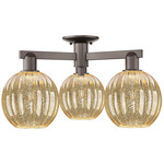 Preston Globe 3 Light Semi Flush Ceiling Light - Oil Rubbed Bronze / Mercury