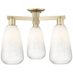 Brookhaven Almond Triple Semi Flush Ceiling Light - Antique Brass / Brookhaven Opal