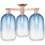 Brookhaven Cloche Triple Semi Flush Ceiling Light - Antique Copper / Brookhaven Sapphire