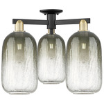 Brookhaven Cloche Triple Semi Flush Ceiling Light - Black / Antique Brass / Brookhaven Slate