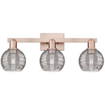 Athens Deco Swirl Bathroom Vanity Light - Antique Copper / Light Smoke
