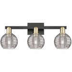 Athens Deco Swirl Bathroom Vanity Light - Black / Antique Brass / Light Smoke