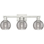 Athens Deco Swirl Bathroom Vanity Light - Brushed Satin Nickel / Light Smoke