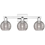Athens Deco Swirl Bathroom Vanity Light - Polished Chrome / Light Smoke