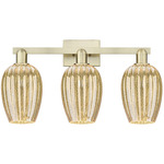 Preston 3-Light Flute Bathroom Vanity Light - Antique Brass / Mercury