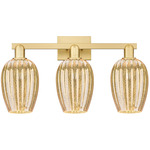 Preston 3-Light Flute Bathroom Vanity Light - Satin Gold / Mercury