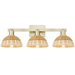 Natural Ballston Dome 716 Bathroom Vanity Light - Antique Brass / Natural Duo Fiber