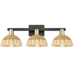 Natural Ballston Dome 716 Bathroom Vanity Light - Black / Antique Brass / Natural Duo Fiber