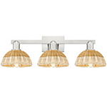 Natural Ballston Dome 716 Bathroom Vanity Light - Brushed Satin Nickel / Natural Duo Fiber