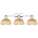 Natural Ballston Dome 716 Bathroom Vanity Light - Polished Chrome / Natural Duo Fiber