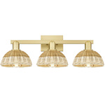 Natural Ballston Dome 716 Bathroom Vanity Light - Satin Gold / Natural Duo Fiber
