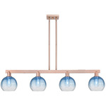 Brookhaven Globe Linear Pendant - Antique Copper / Brookhaven Sapphire