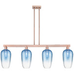 Brookhaven Flute Linear Pendant - Antique Copper / Brookhaven Sapphire