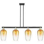 Brookhaven Flute Linear Pendant - Black / Antique Brass / Brookhaven Amber