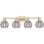 Athens Deco Swirl Bathroom Vanity Light - Champagne Bronze / Light Smoke