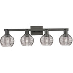 Athens Deco Swirl Bathroom Vanity Light - Matte Black / Light Smoke