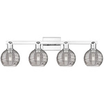 Athens Deco Swirl Bathroom Vanity Light - Polished Chrome / Light Smoke