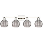 Athens Deco Swirl Bathroom Vanity Light - Polished Nickel / Light Smoke
