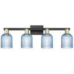 Bridal Veil 716 Bathroom Vanity Light - Black / Antique Brass / Blue