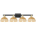 Natural Ballston Dome 716 Bathroom Vanity Light - Black / Antique Brass / Natural Duo Fiber