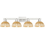 Natural Ballston Dome 716 Bathroom Vanity Light - Brushed Satin Nickel / Natural Duo Fiber
