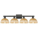 Natural Ballston Dome 716 Bathroom Vanity Light - Matte Black / Natural Duo Fiber