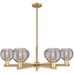 Athens Arcadia Deco Swirl Large Chandelier - Brushed Brass / Light Smoke