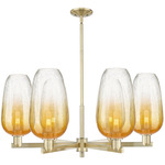 Brookhaven Flute 6LT Chandelier - Antique Brass / Brookhaven Amber