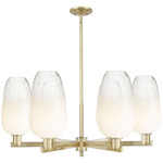 Brookhaven Flute 6LT Chandelier - Antique Brass / Brookhaven Opal