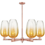 Brookhaven Flute 6LT Chandelier - Antique Copper / Brookhaven Amber