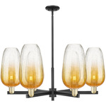 Brookhaven Flute 6LT Chandelier - Black/Antique Brass / Brookhaven Amber