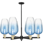 Brookhaven Flute 6LT Chandelier - Black/Antique Brass / Brookhaven Sapphire