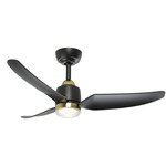 Hugo LED Color-Select Indoor / Outdoor Ceiling Fan - Brushed Gold / Matte Black