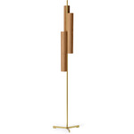 Black Note Triplet Floor Lamp - Gold / Natural Cherry