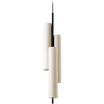 Black Note Triplet Round Stem Pendant - Matte Black / Ivory White