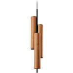 Black Note Triplet Round Stem Pendant - Matte Black / Natural Cherry