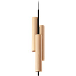 Black Note Triplet Round Stem Pendant - Matte Black / Natural Beech