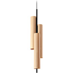 Black Note Triplet Round Stem Pendant - Matte Black / Natural Beech
