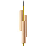 Black Note Triplet Round Stem Pendant - Gold / Natural Beech