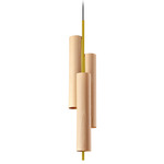 Black Note Triplet Round Stem Pendant - Gold / Natural Beech