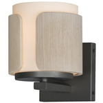 Draughtsman Wall Sconce - Charcoal / Natural Wood / Satin White
