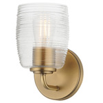 Honey Wall Sconce - Natural Aged Brass / Clear Ribbed